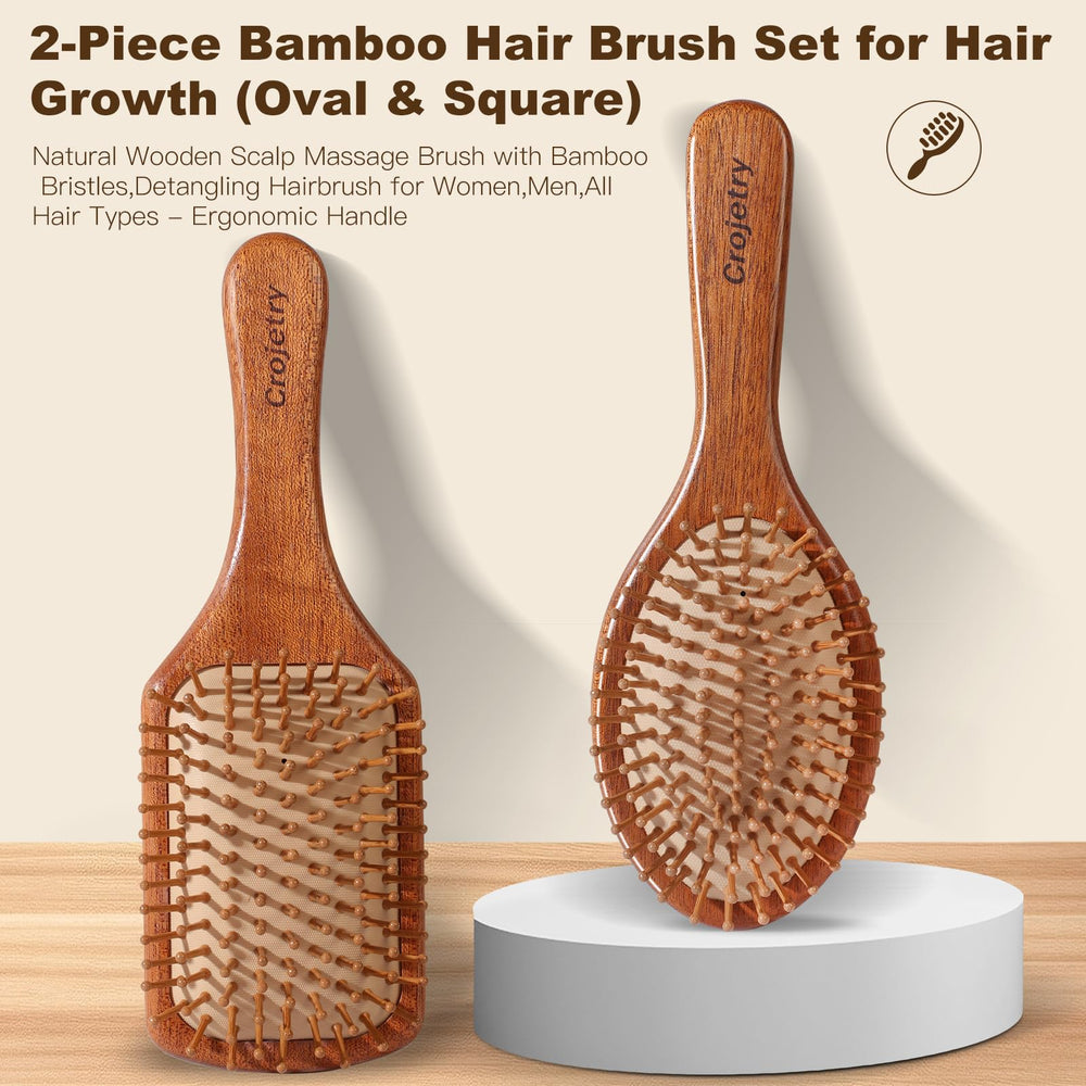 Crojetry square bamboo brush for precise scalp massage and cleansing