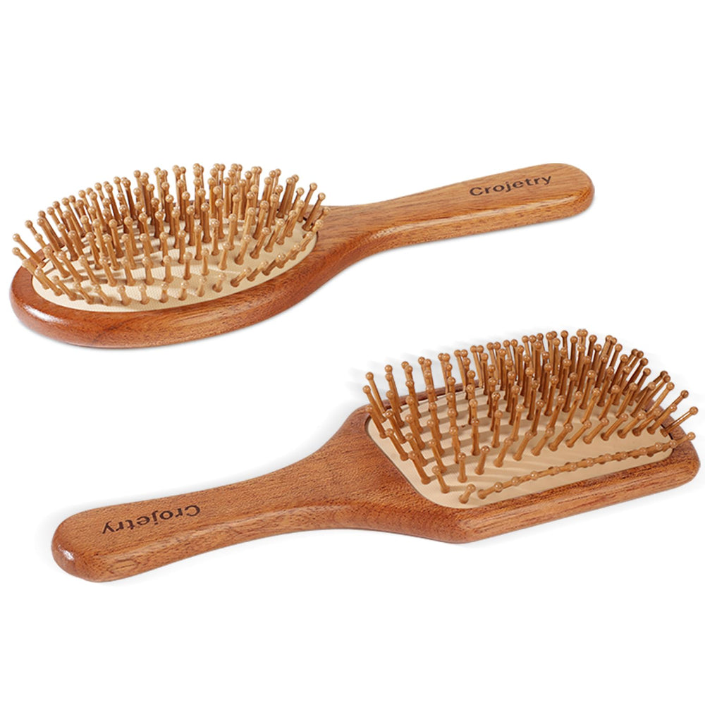 Crojetry detangling demo showing knot-free hair after brushing