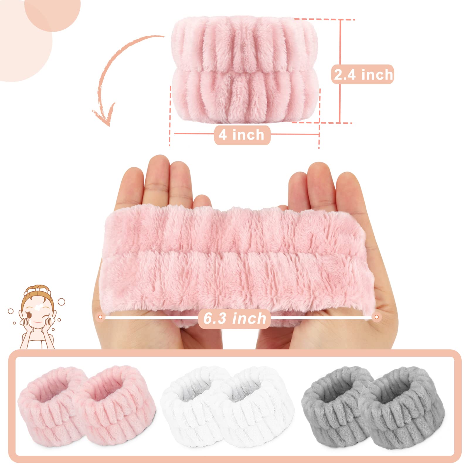 Pulseras Crosize de lavado facial en 3 colores, conjunto práctico