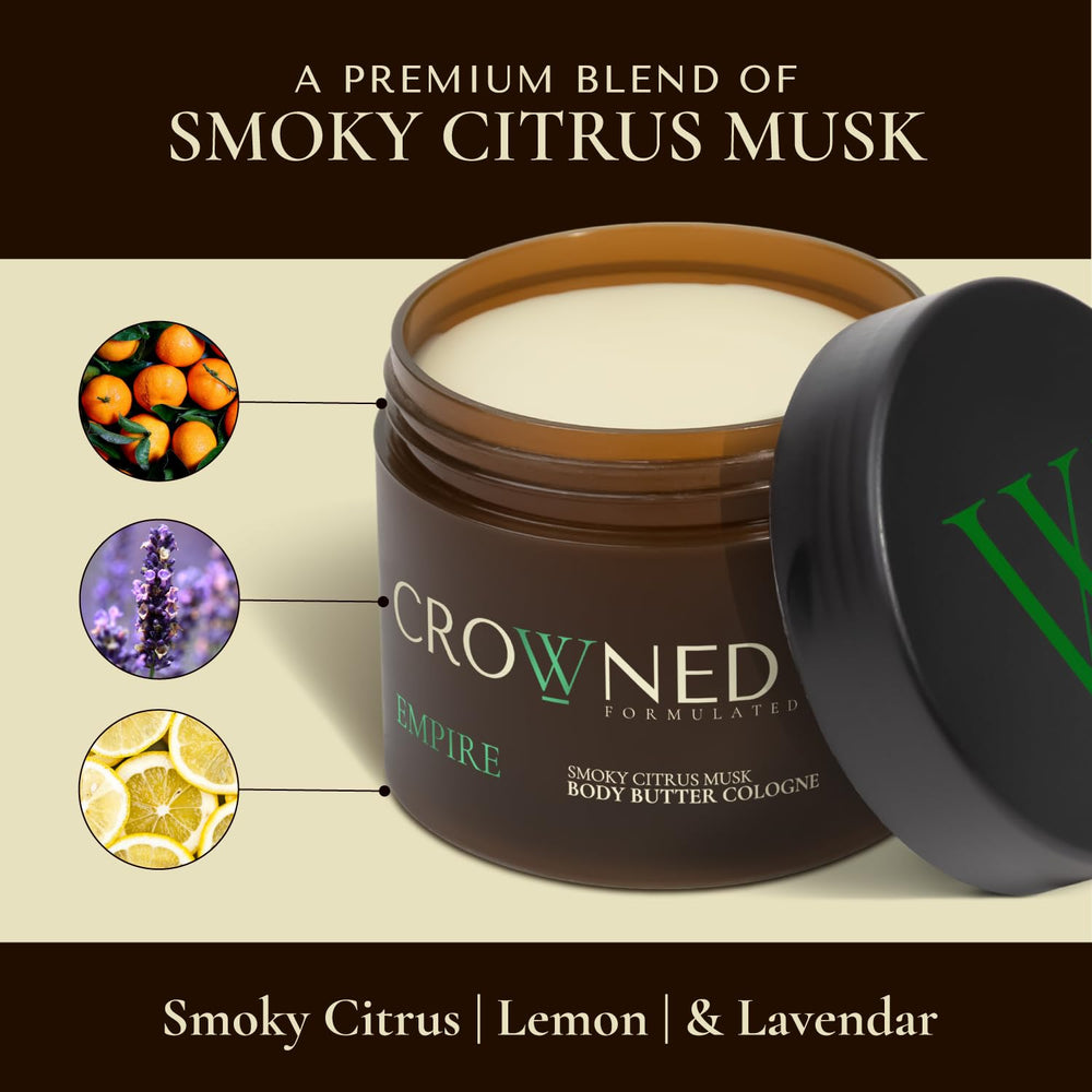 Crowned Skin Empire jar displaying rich, luxurious cream for moisturization