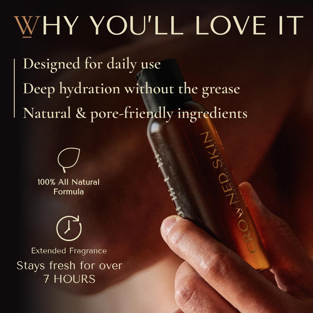 Hands applying Monarch oil, illustrating smooth hydration.