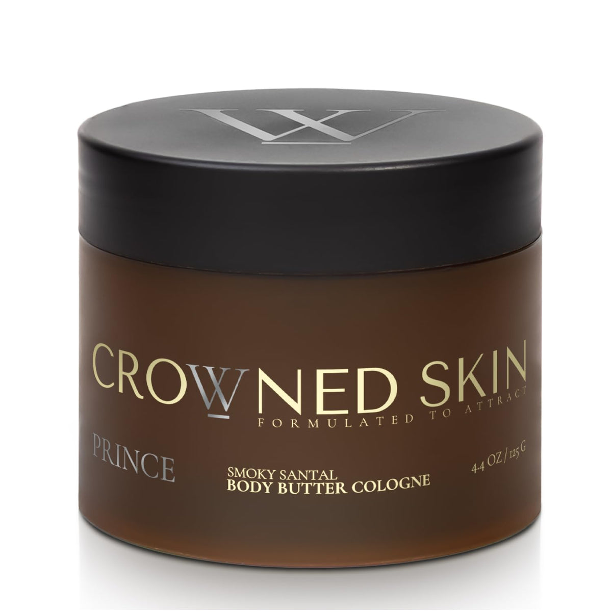 Crowned Skin Prince body butter jar shown delivering rich hydration and a premium fragrance.