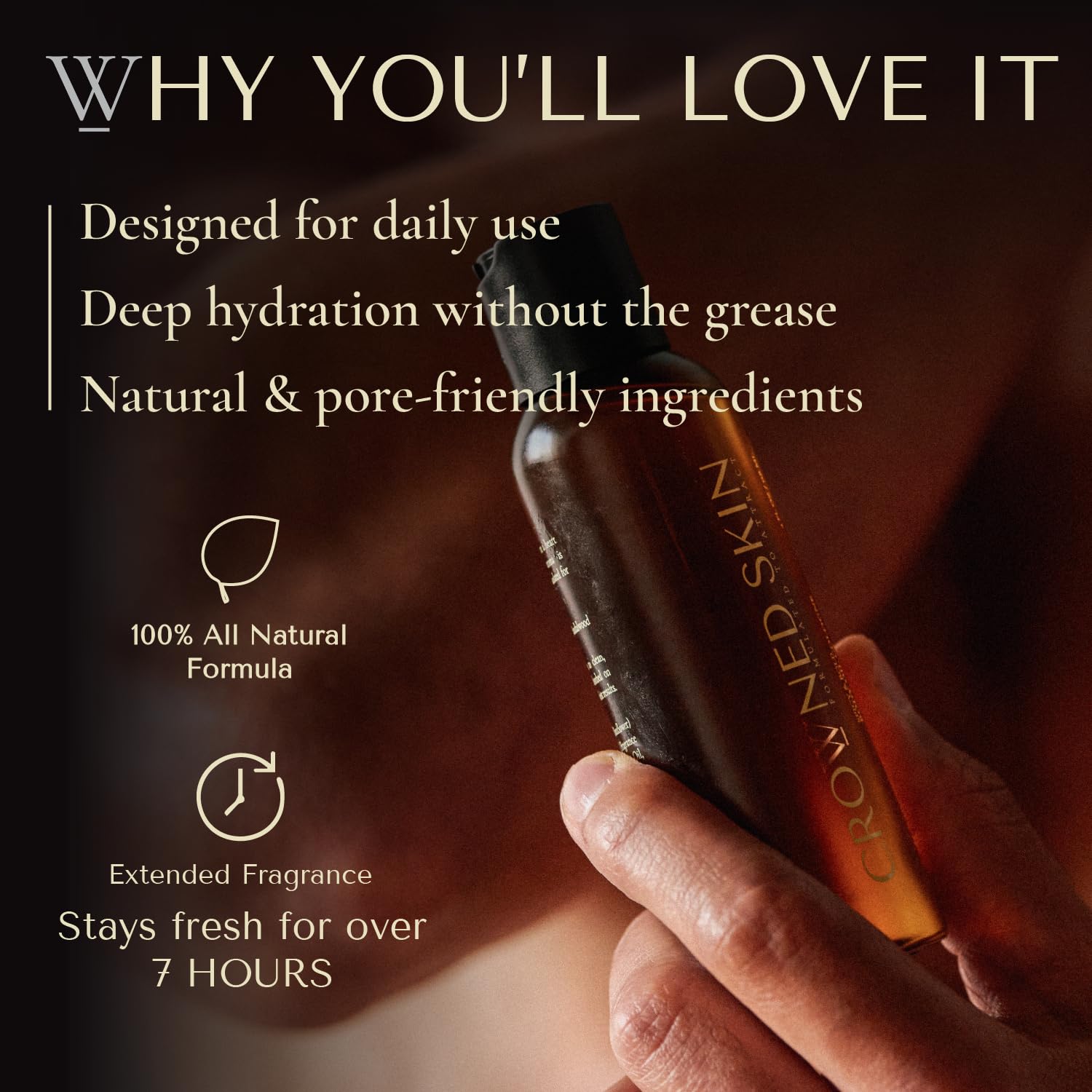 Crowned Skin Prince Oil on skin showcases smooth feel and longevity