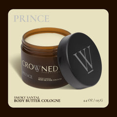 Crowned Skin Prince packaging box on display, premium skincare presentation.