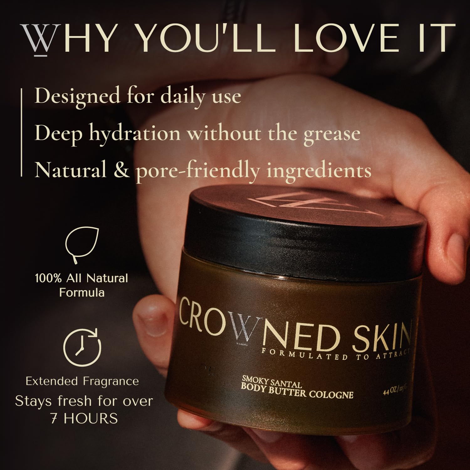 Close-up of Crowned Skin Prince texture showing creamy, moisturizing formula.