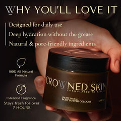 Close-up of Crowned Skin Prince texture showing creamy, moisturizing formula.