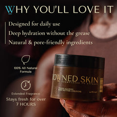 Pump application demonstrating easy, mess-free use of the body butter