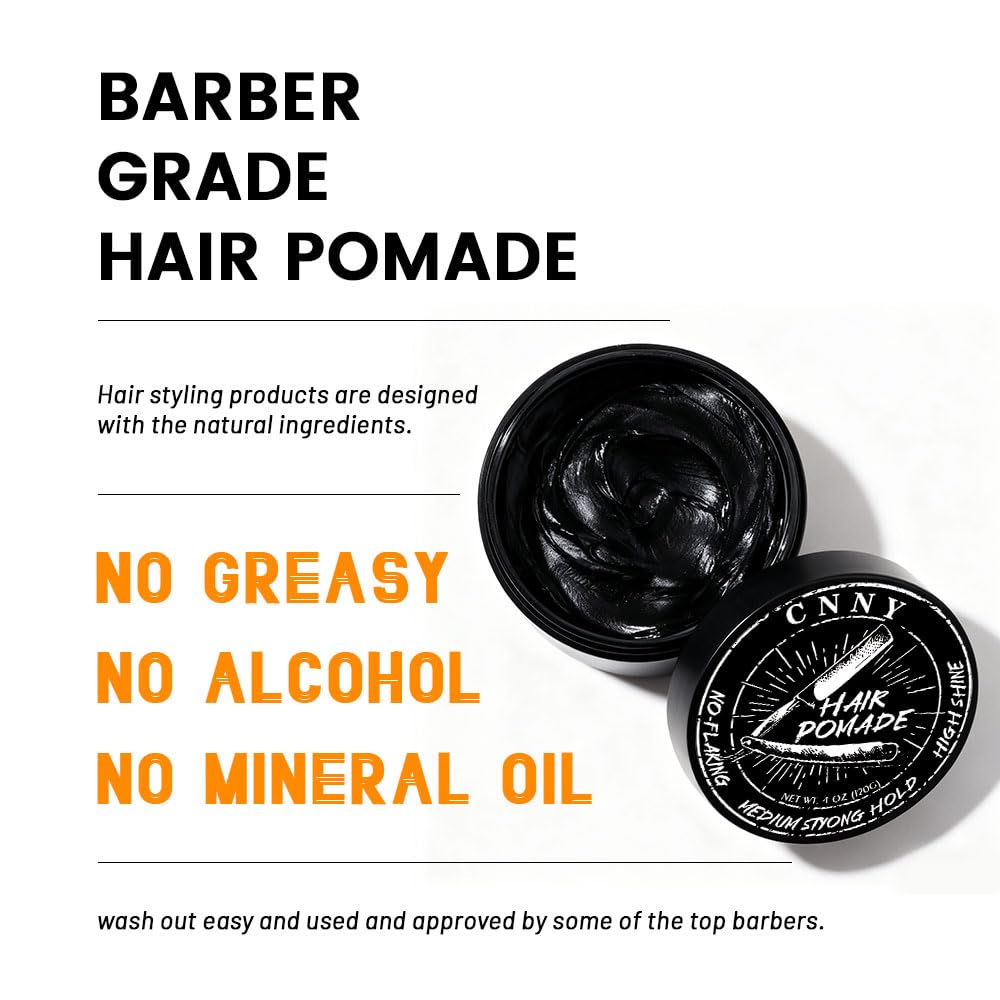 Crownnaturally CNNY Hair Pomade premium shine enhances a polished barber-grade look.
