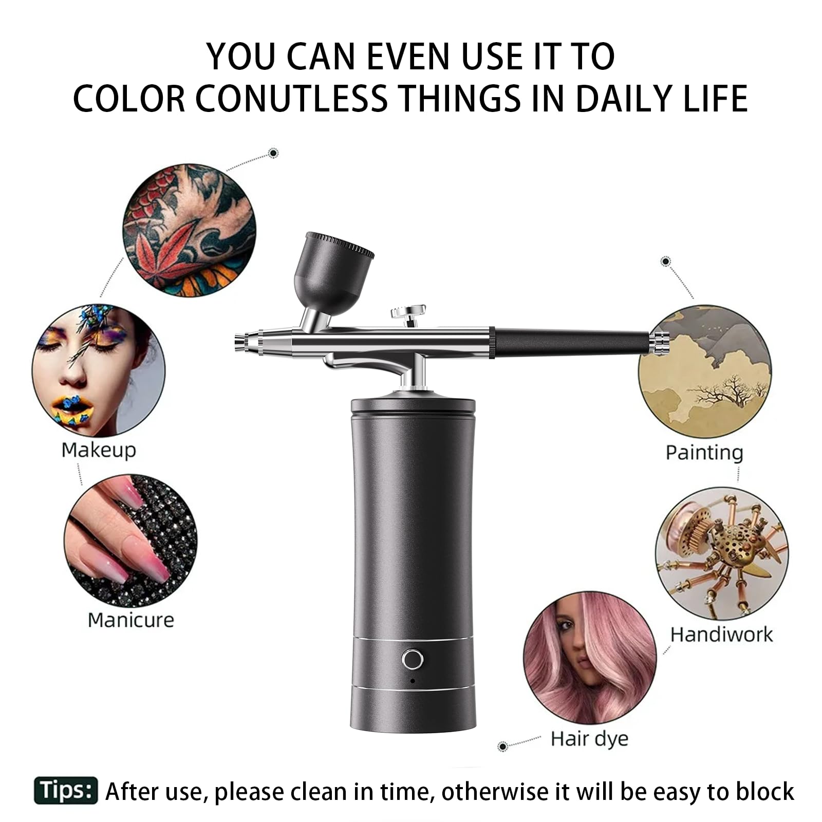 CRPEN makeup airbrush provides light, even cosmetic application