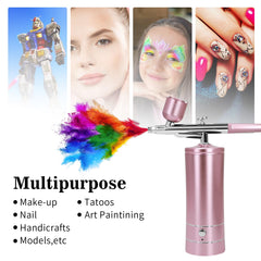 Crpen airbrush kit nail art setup showcases versatile cosmetics detailing.