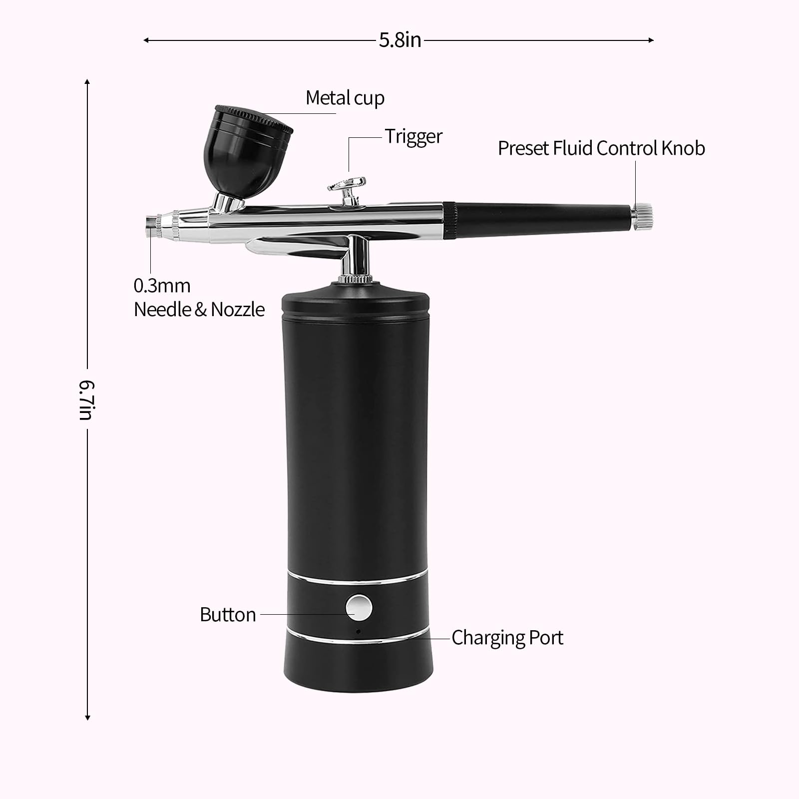 Wireless airbrush design enables free movement in barber and makeup tasks