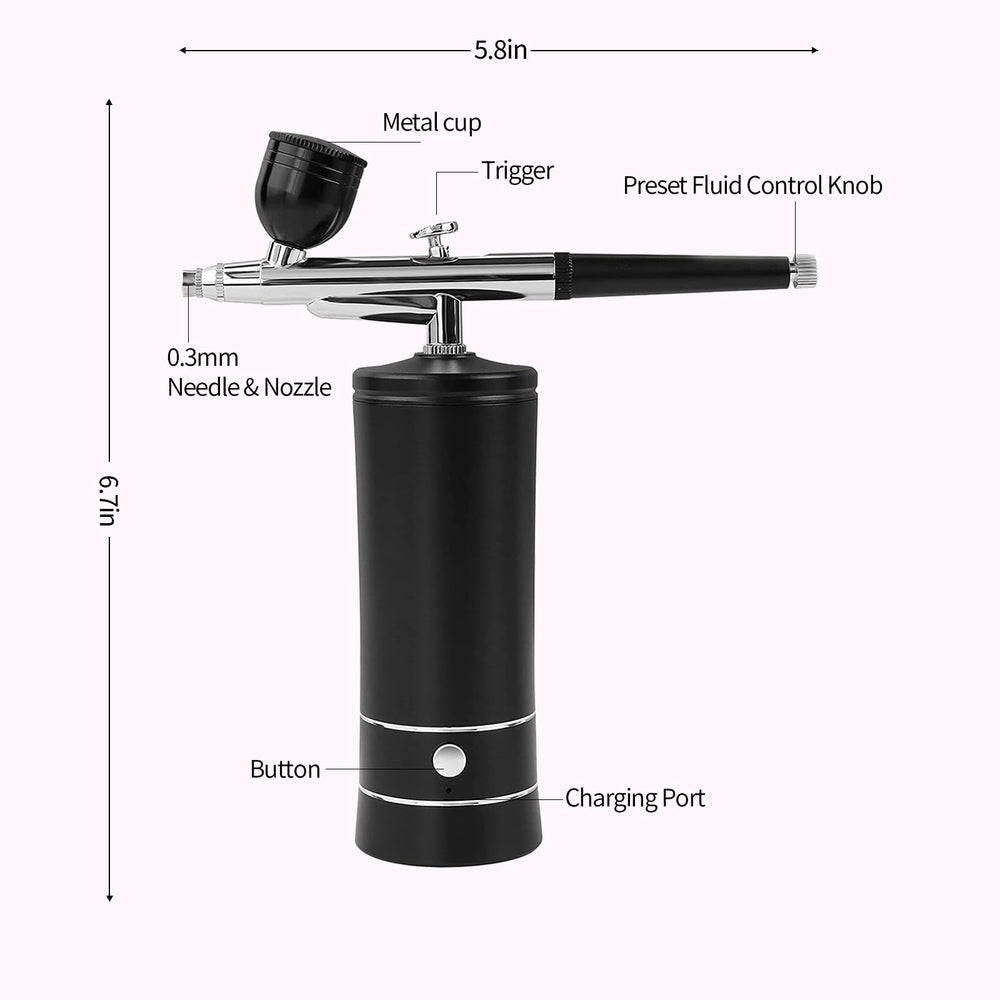 Wireless airbrush design enables free movement in barber and makeup tasks