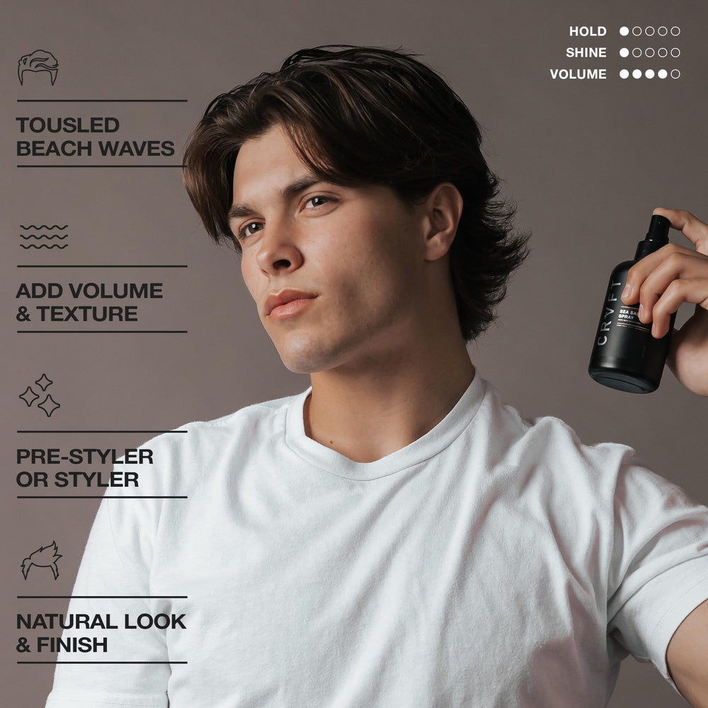 CRVFT Spray de Sal Marina, ondas definidas y volumen suave.
