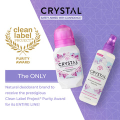 Crystal Essence aplicación roll-on en la piel, rápida y seca.