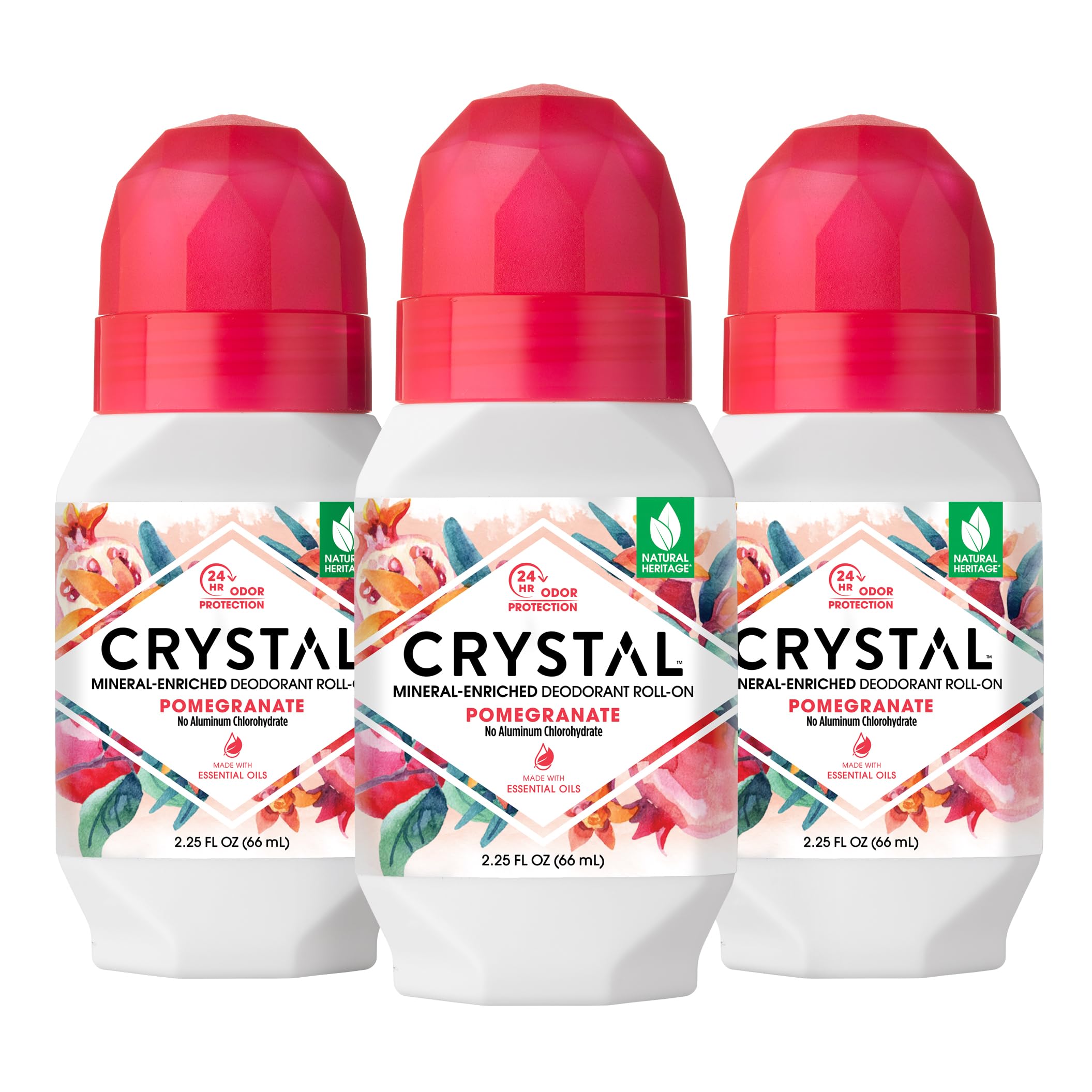 Crystal Essence Desodorante mineral rodillo Granada, protección 24 horas para uso diario.