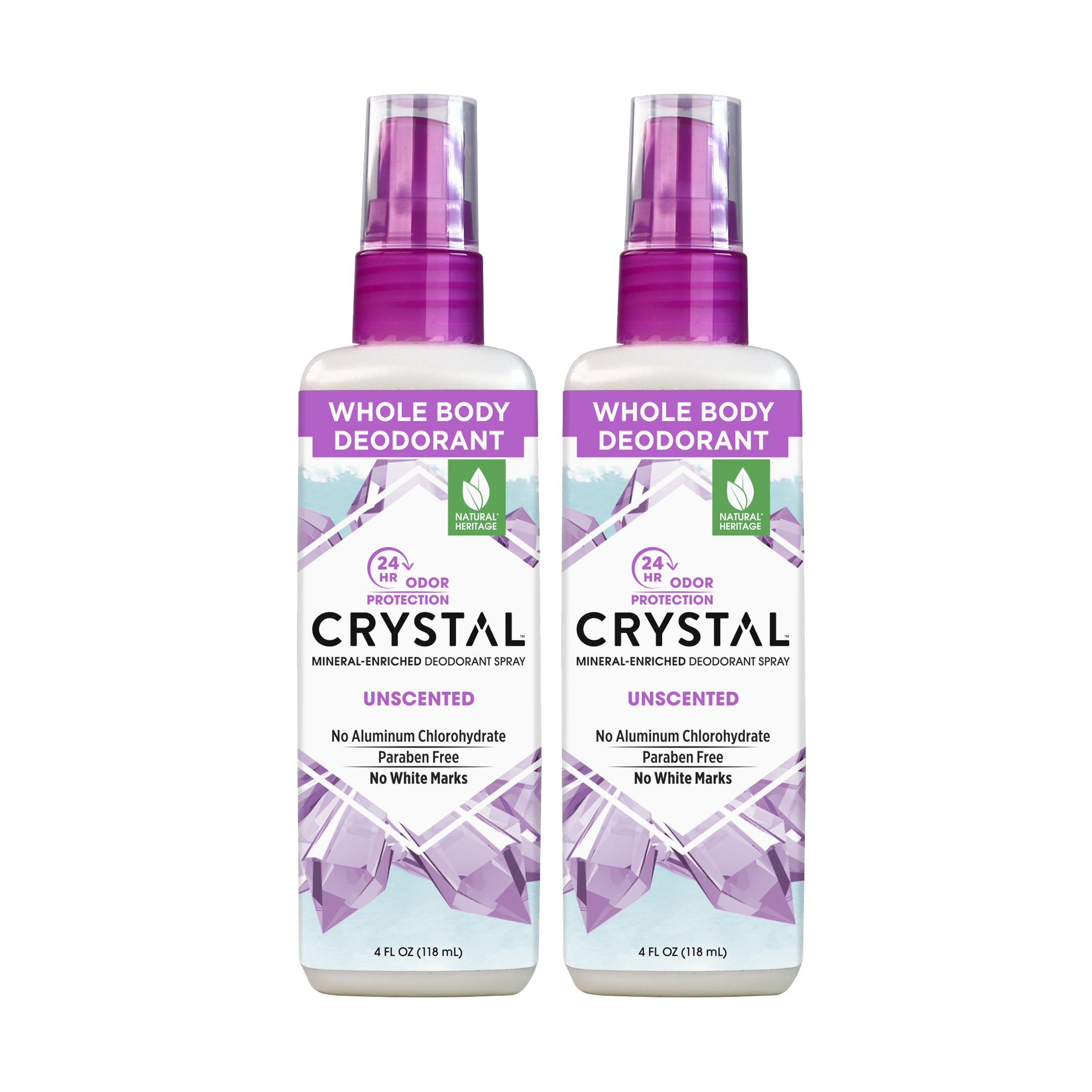 Crystal Essence desodorante mineral en spray 4oz en paquete doble, protección prolongada.