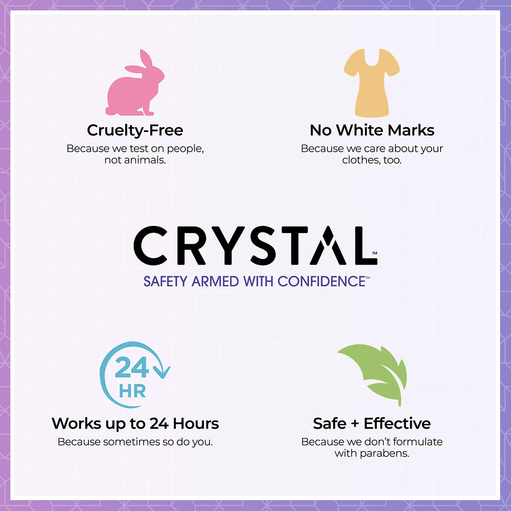 Pack de tres desodorantes Crystal Essence para casa y viaje.
