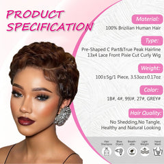CRYSTALHAIR short curly pixie wig back view highlighting lightweight comfort for daily wear