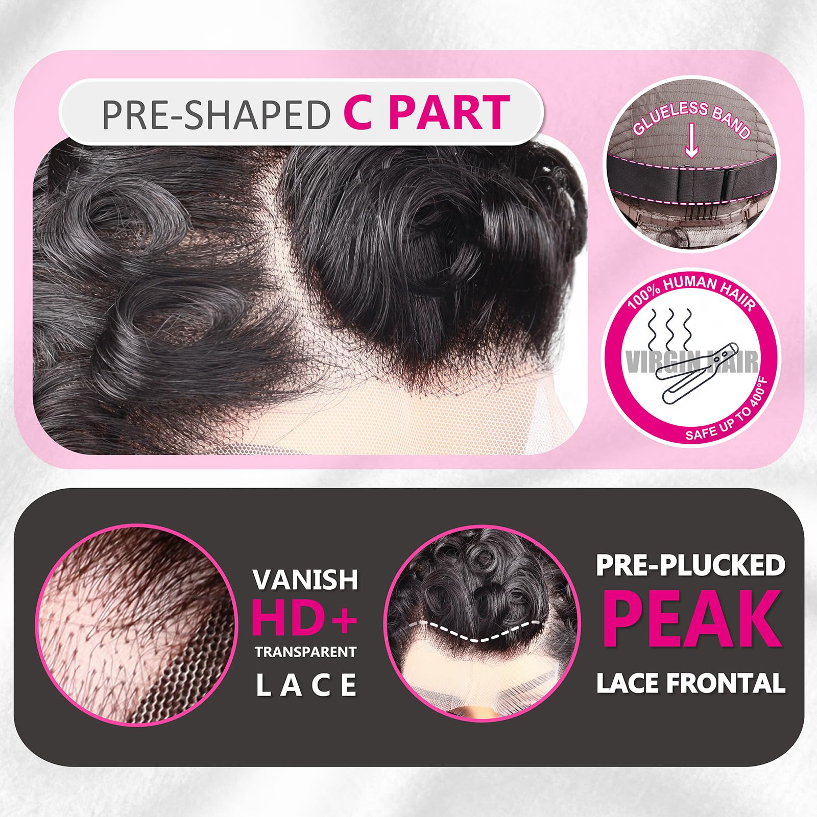 CRYSTALHAIR cap detail demonstrates glueless secure fit for quick wear
