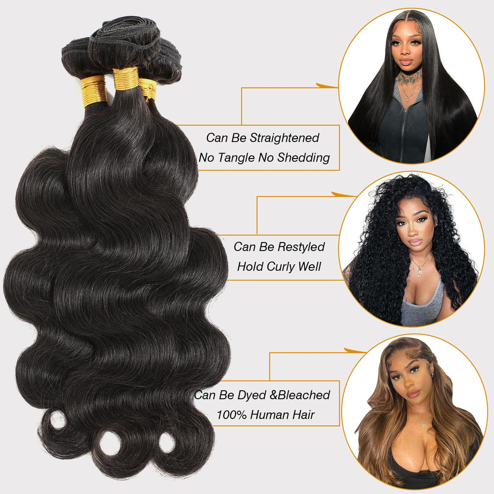 CSCHS 12A Brazilian virgin body wave bundle, 24-inch, silky texture for quick weaves.