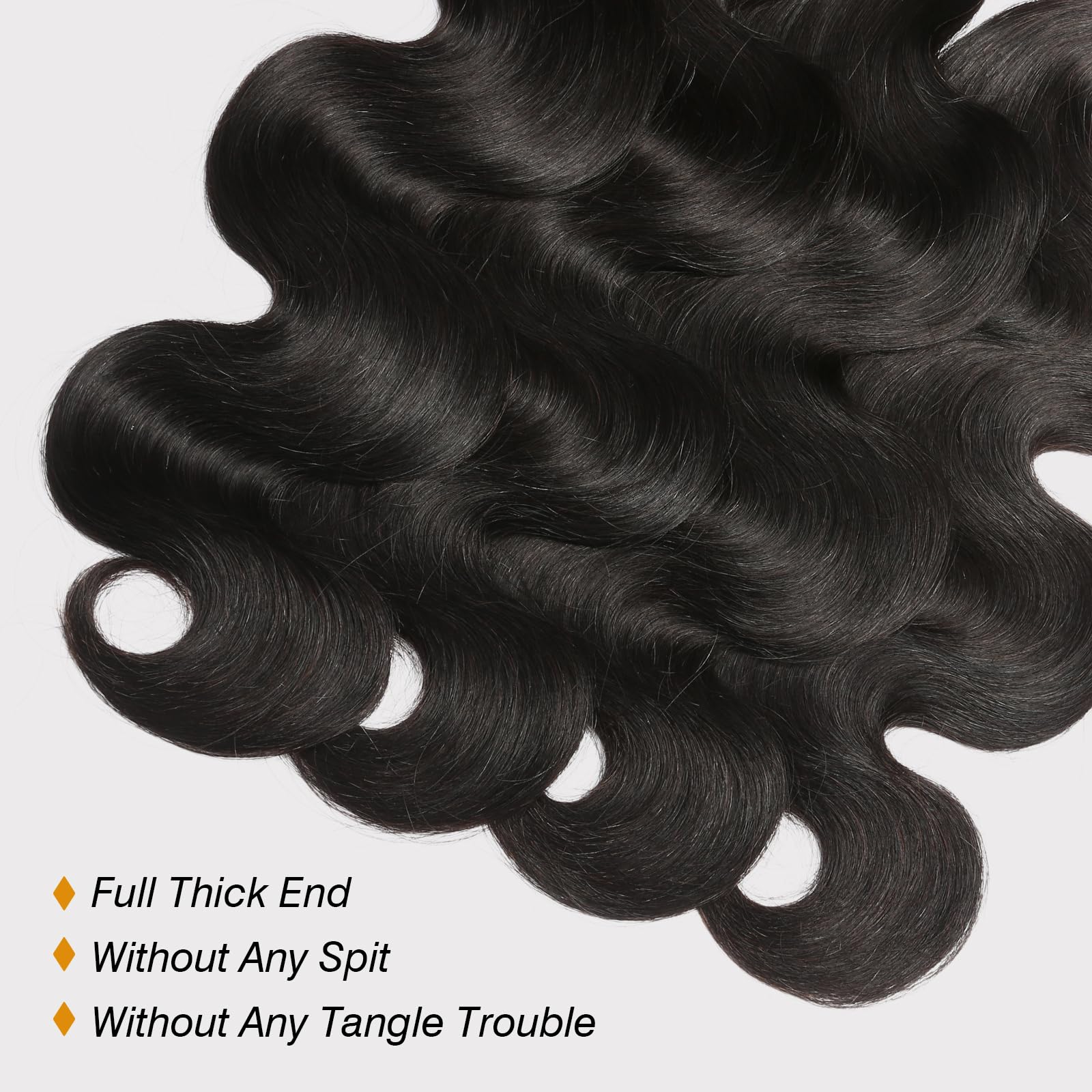CSCHS natural black hair bundle ends closeup, thick healthy tips visible.
