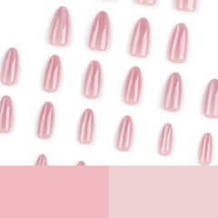 CTTHNBD almond press on nails on hand shows natural almond shape and glossy finish