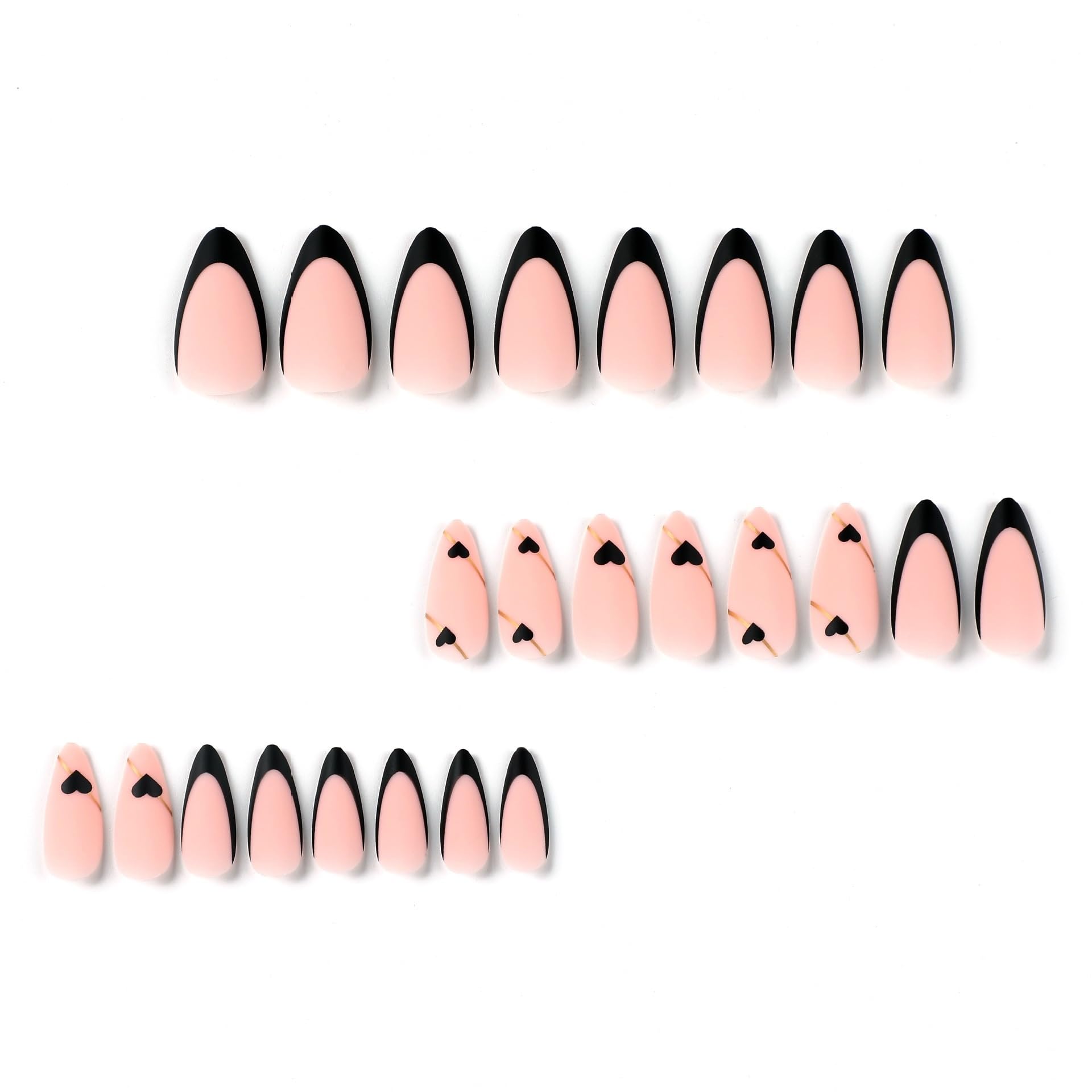 CTTHNBD heart full cover nails in almond shape for stylish outfits