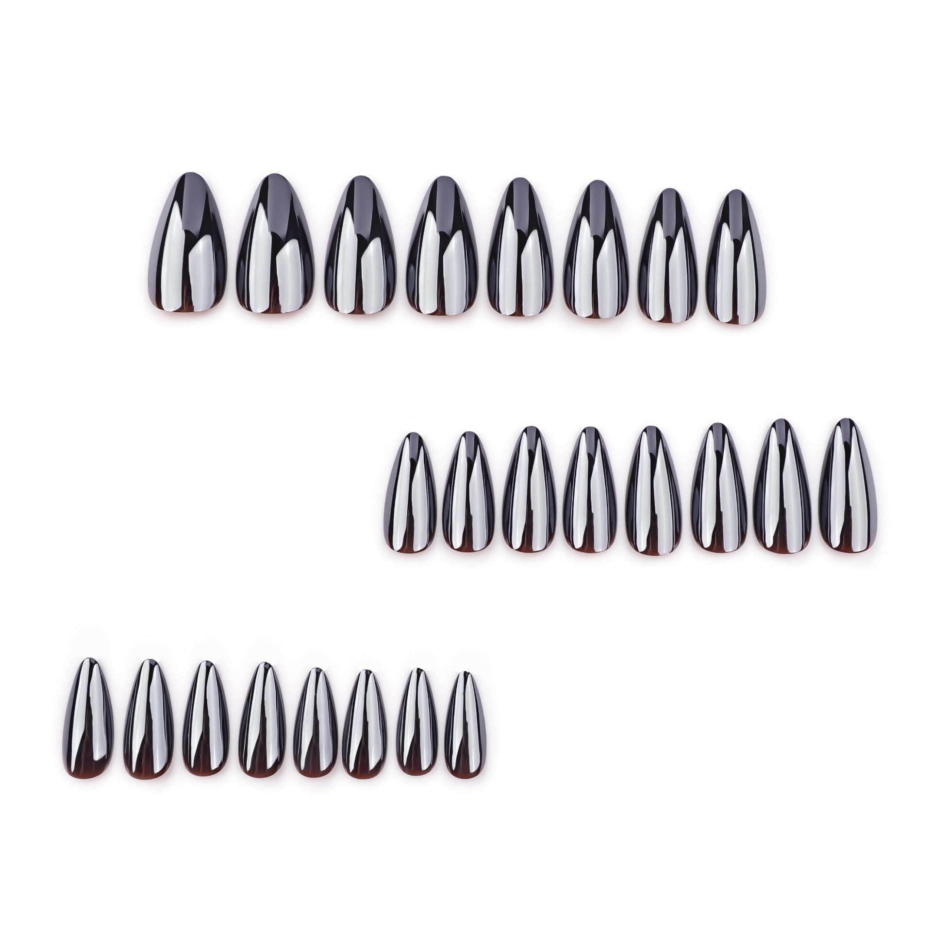 CTTHNBD medium almond nails with chrome gloss offer durable, stylish coverage.