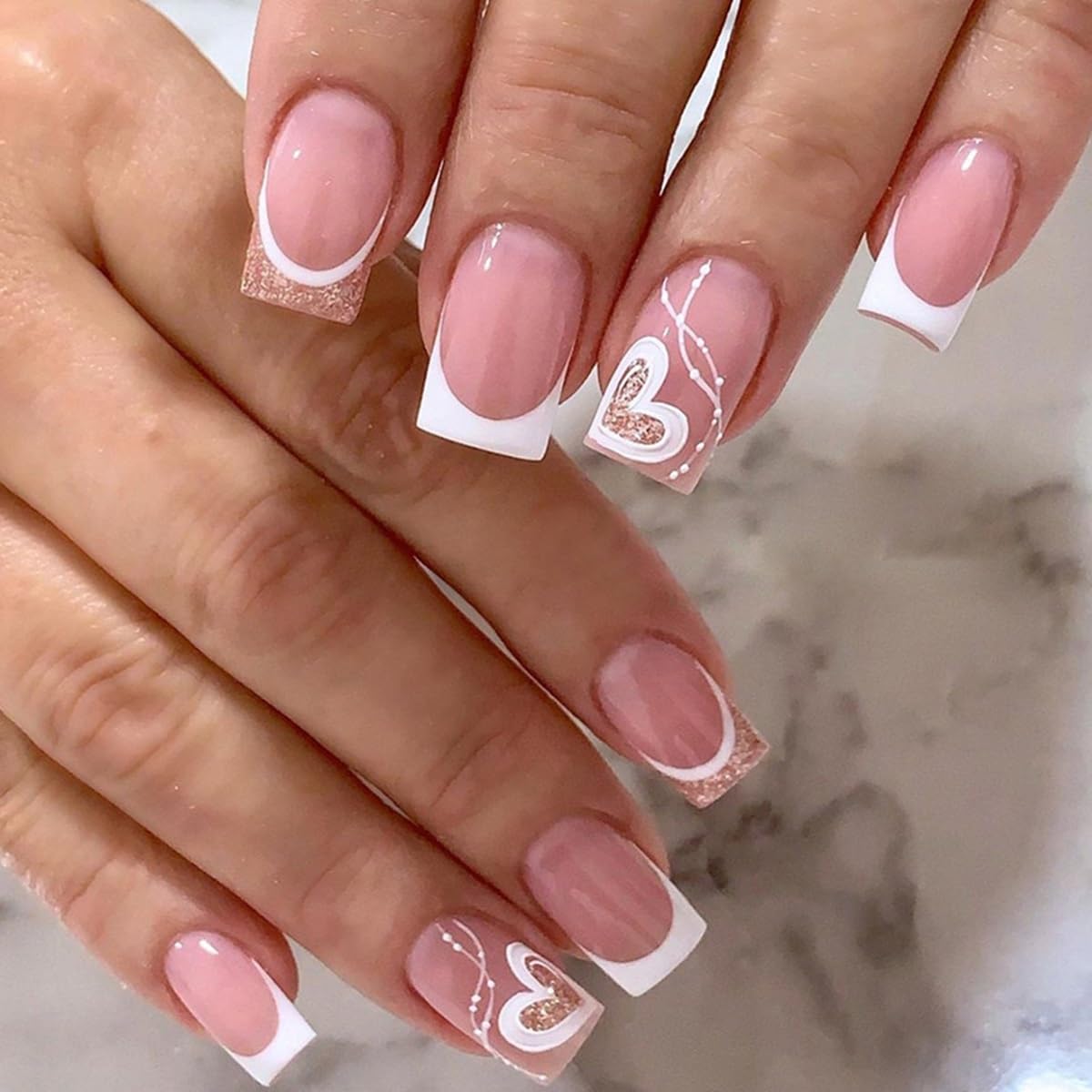 CTTHNBD uñas postizas cuadradas medias con diseño floral colorido