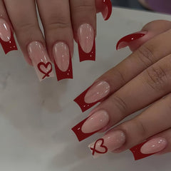 CTTHNBD uñas postizas Frances rojas coffin para manicura rápida y duradera
