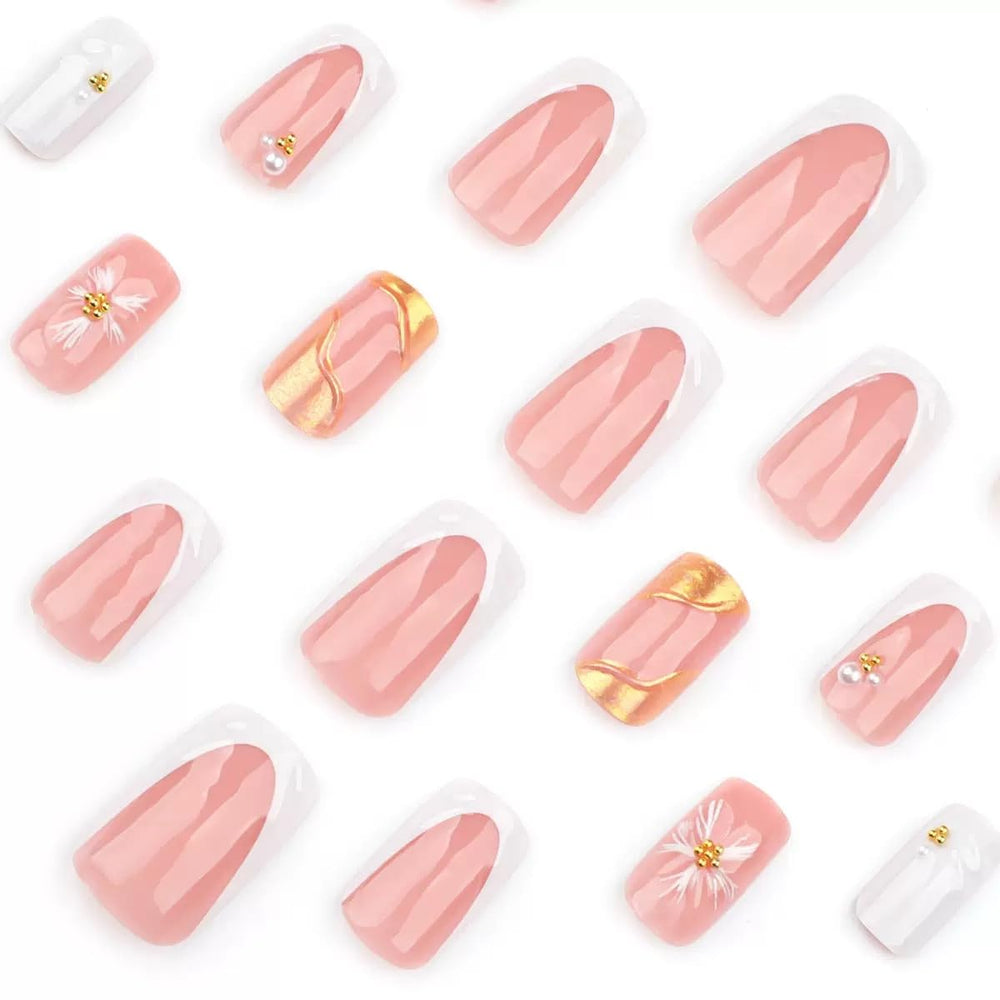 CTTHNBD Uñas Press On flor 3D con onda diseño para estilo único.