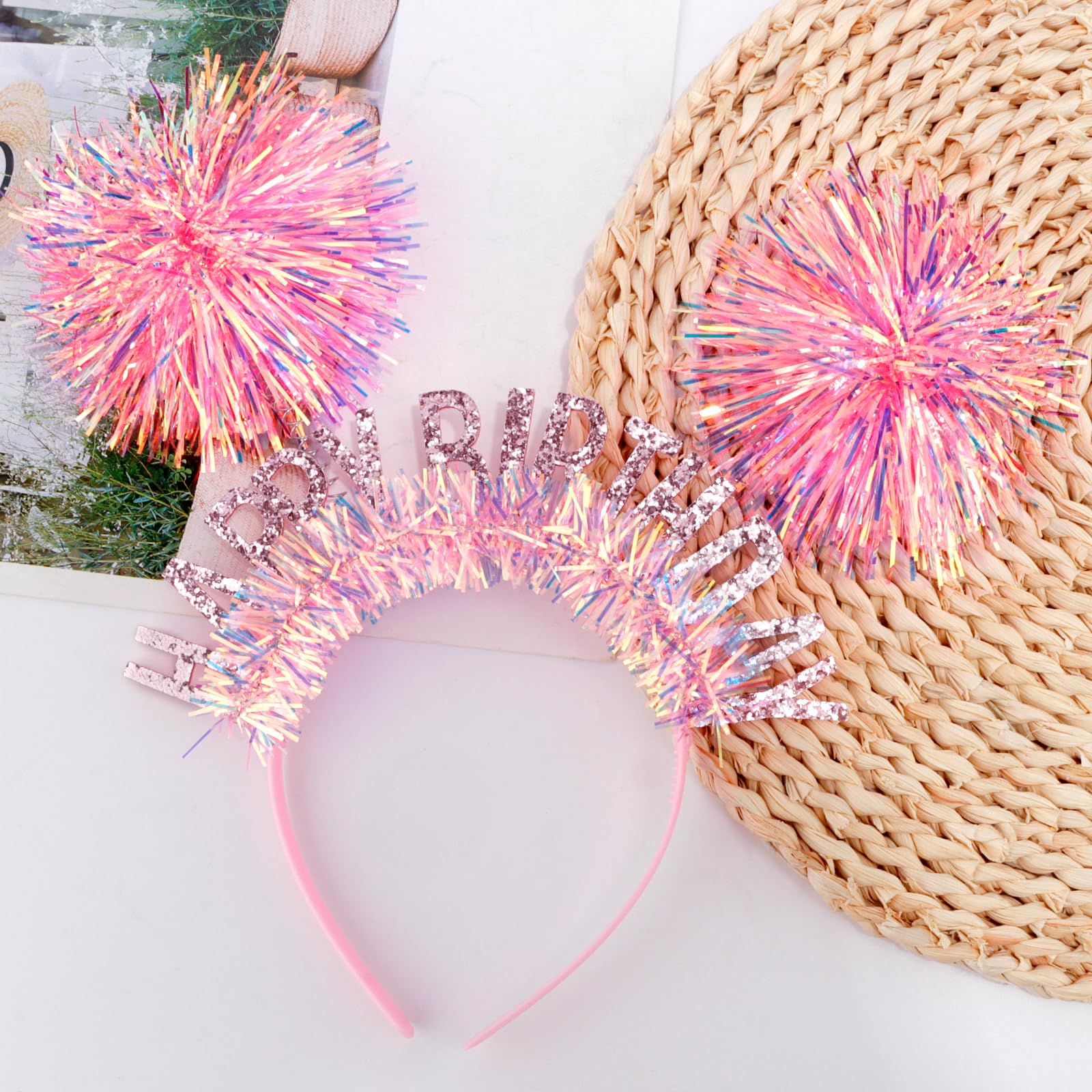 CUBACO diadema rosa antideslizante, perfecta para fotos y baile.