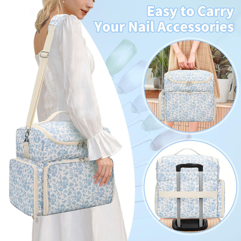 Cubetastic blue floral organizer emphasizes safety and portability.