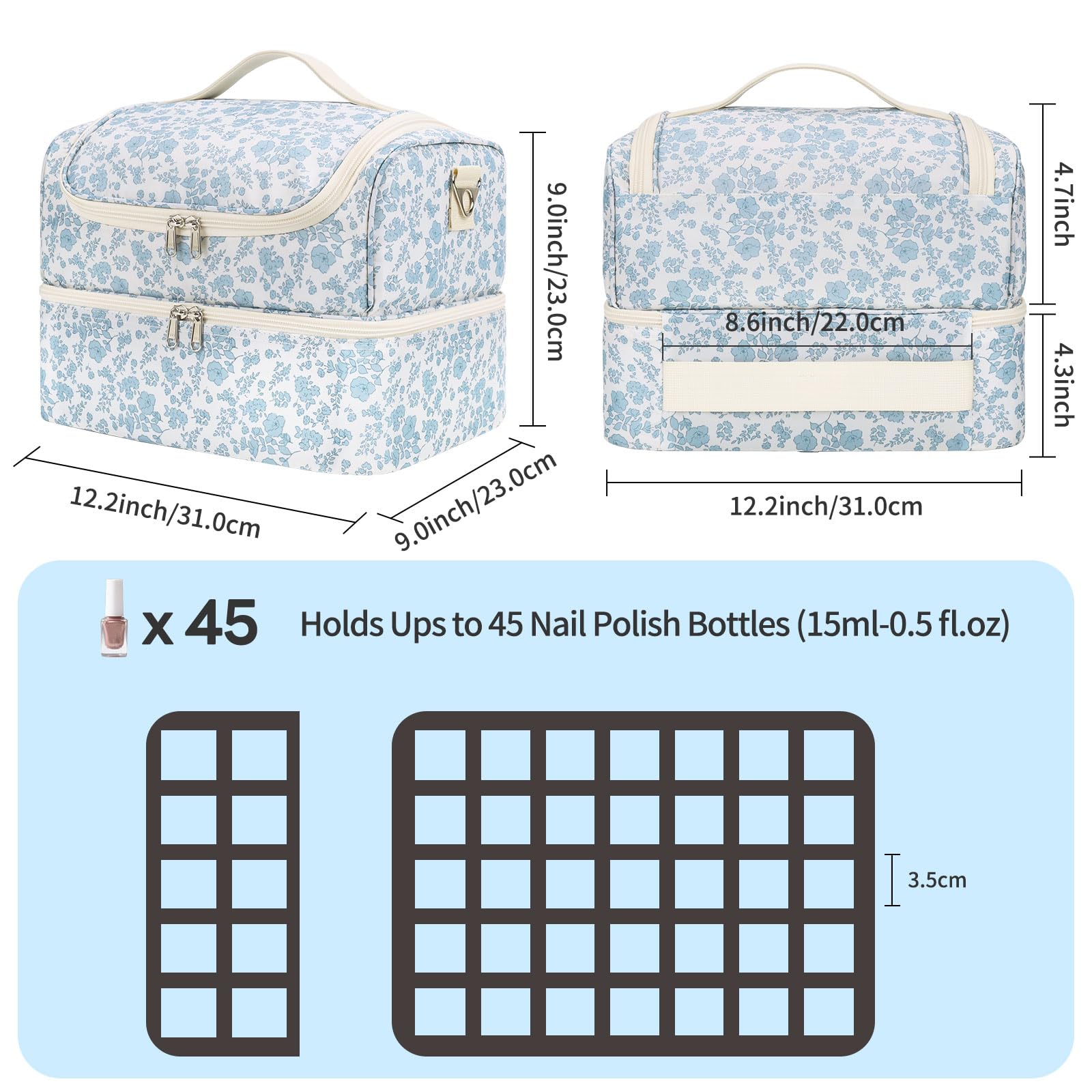 CUBETASTIC Nail Polish Organizer open setup reveals top layer for quick bottle access
