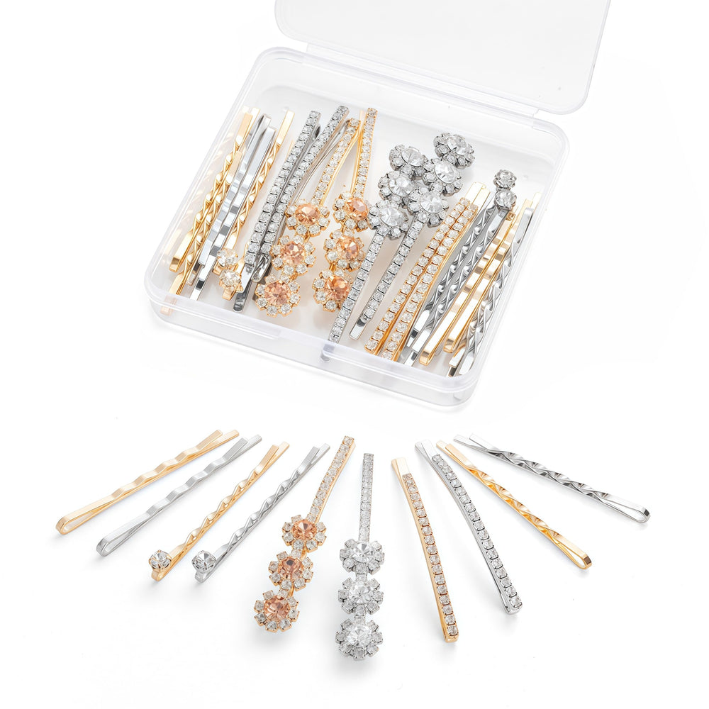CubGreff rhinestone gold-design bobby pins add subtle sparkle to elegant updos.