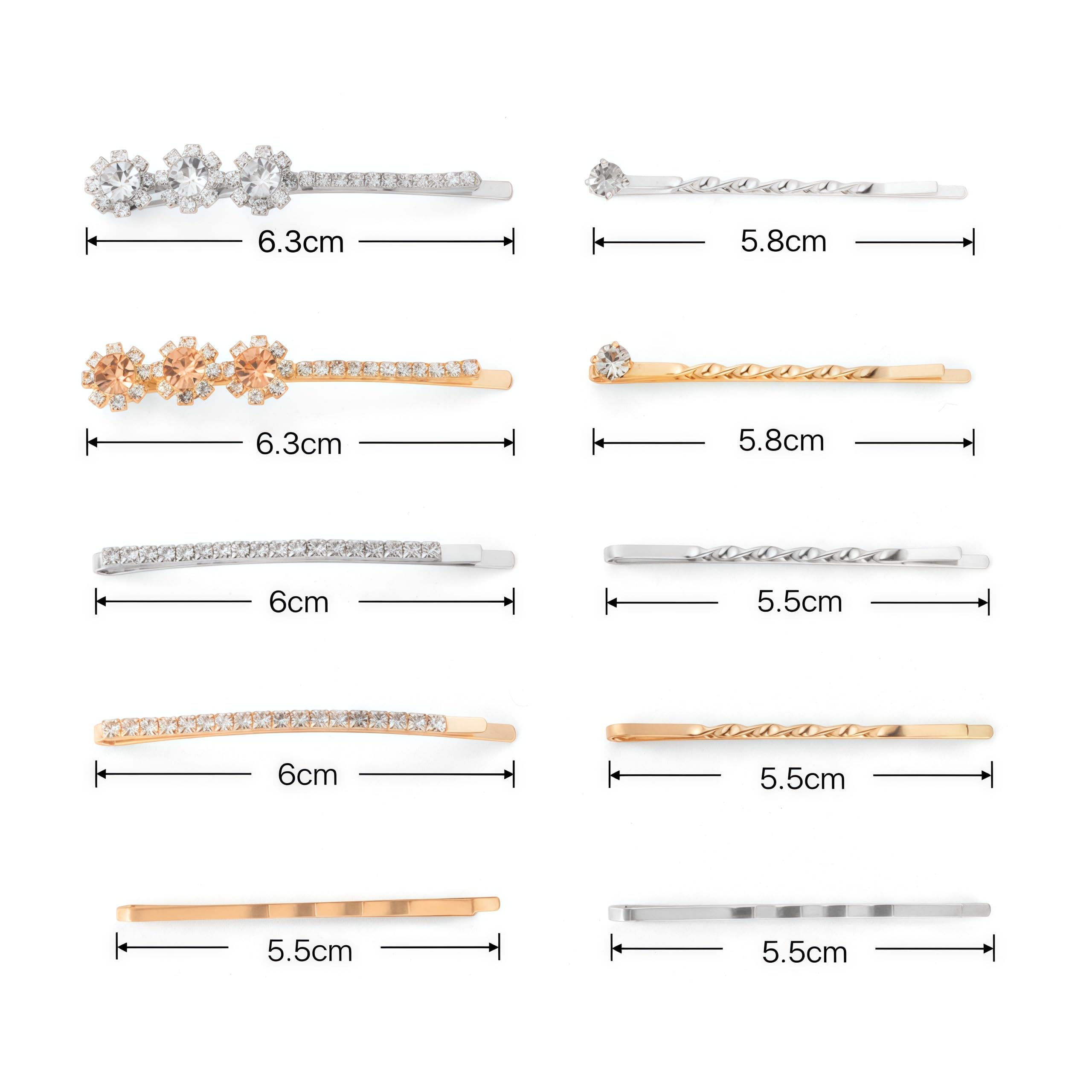 CubGreff rhinestone gold-design bobby pins secure thin hair with glamorous flair.