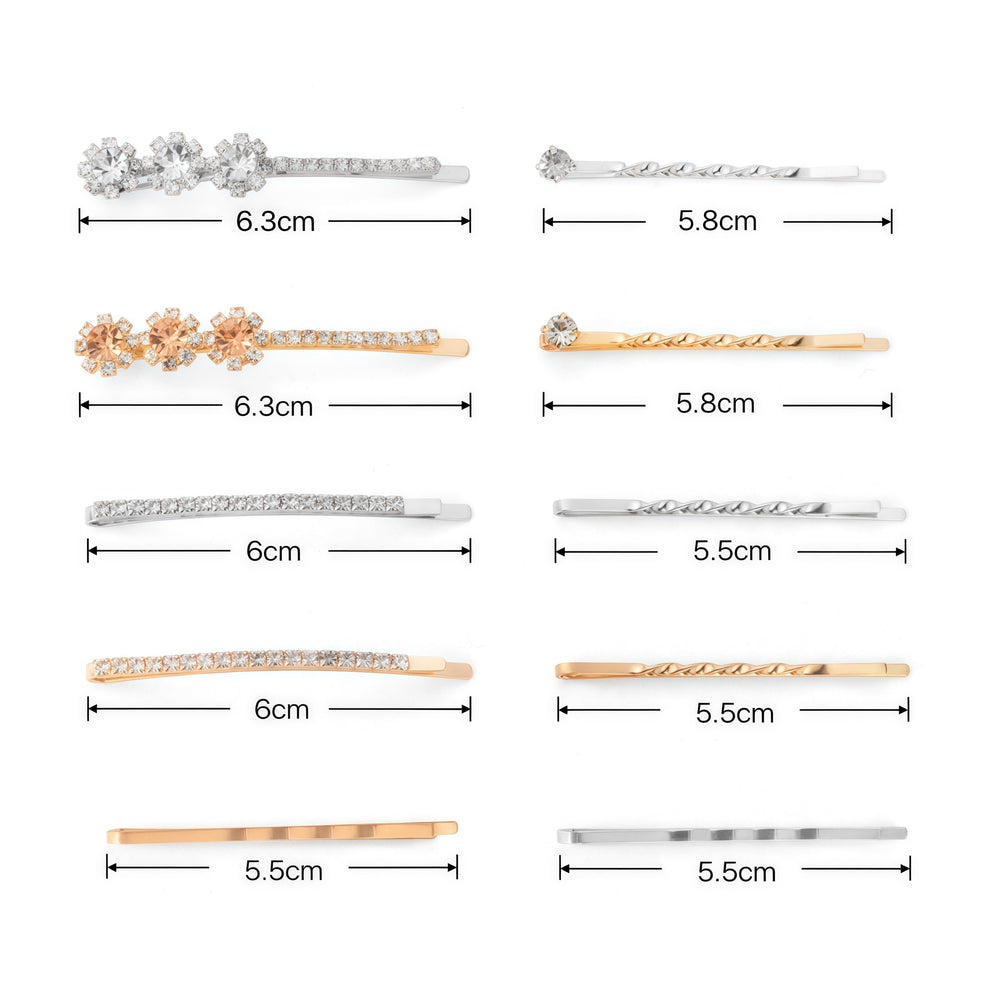 CubGreff rhinestone gold-design bobby pins secure thin hair with glamorous flair.
