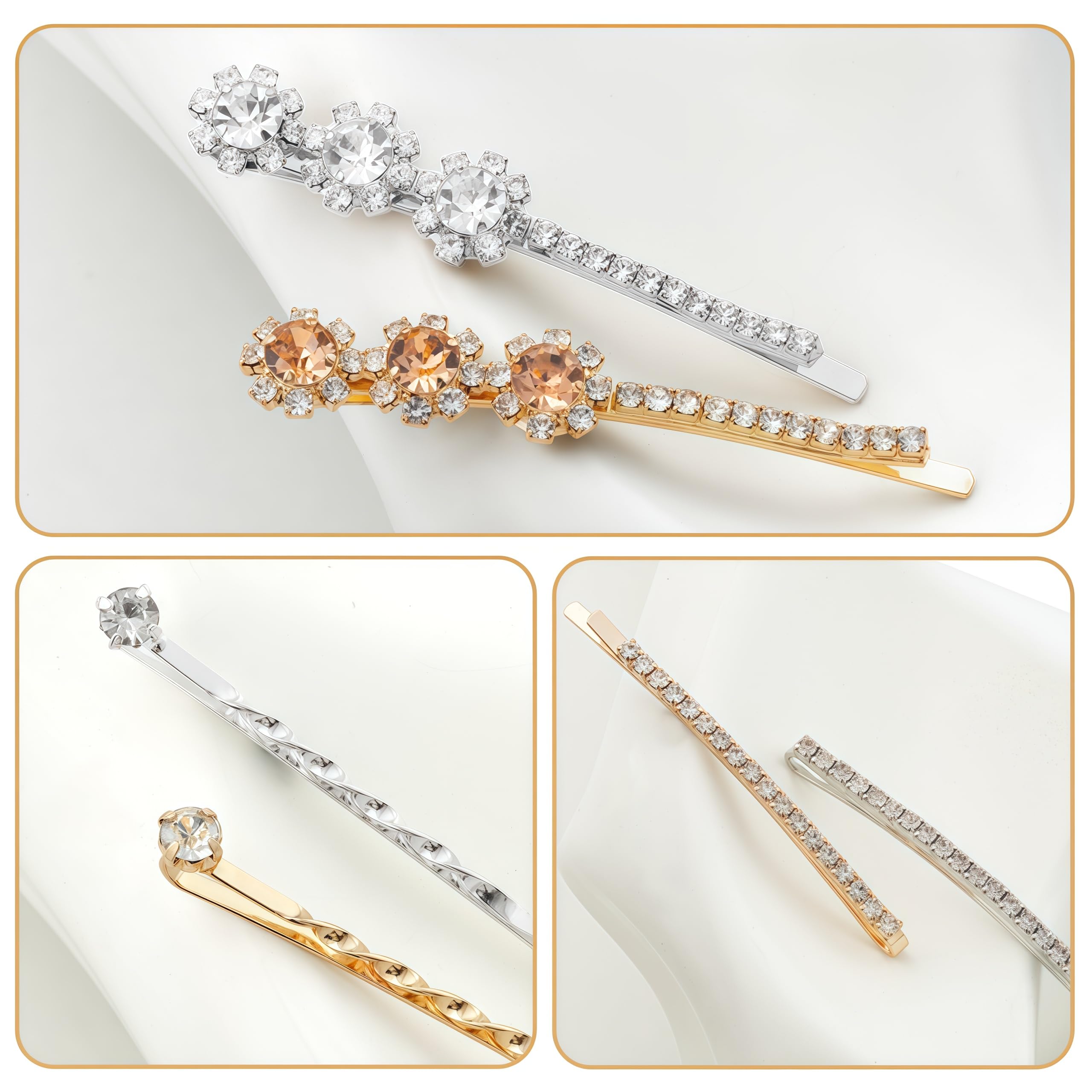 CubGreff rhinestone silver-design bobby pins perfect for brides and proms.