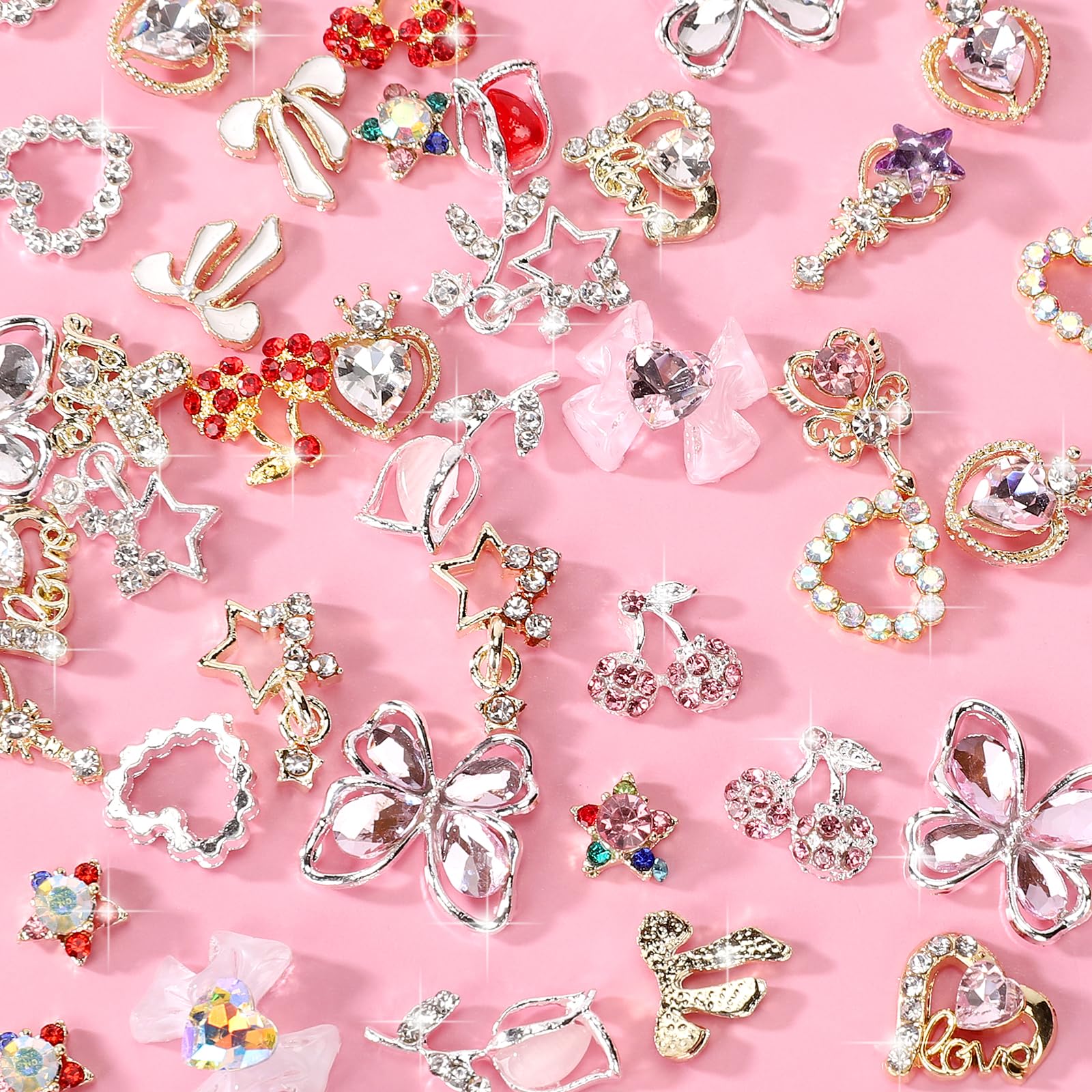 Cublive cherry rhinestone charms for vibrant nail art accents.