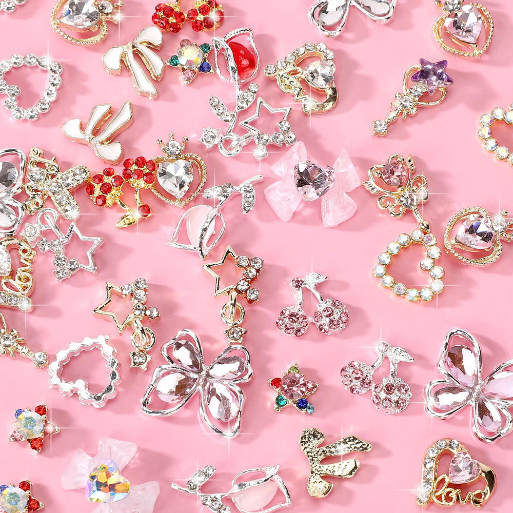 Cublive cherry rhinestone charms for vibrant nail art accents.