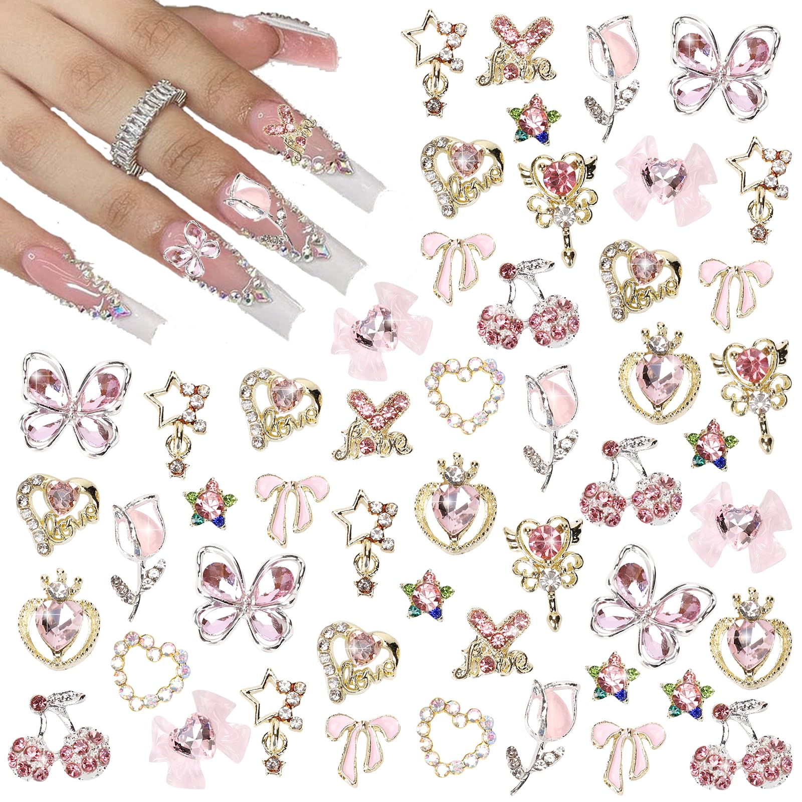 Cublive 3D heart, star, and bow nail charms add sparkle to DIY manicures.