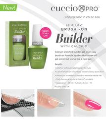 Cuccio Builder Gel calcio: brillo duradero para un acabado profesional.