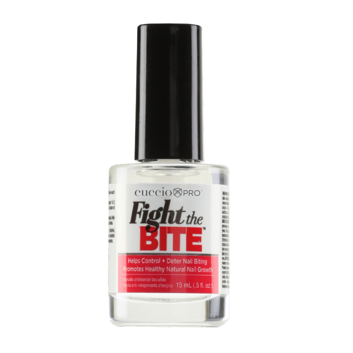 Cuccio Fight The Bite close-up emphasizes bitter-taste deterrent while maintaining nail health.