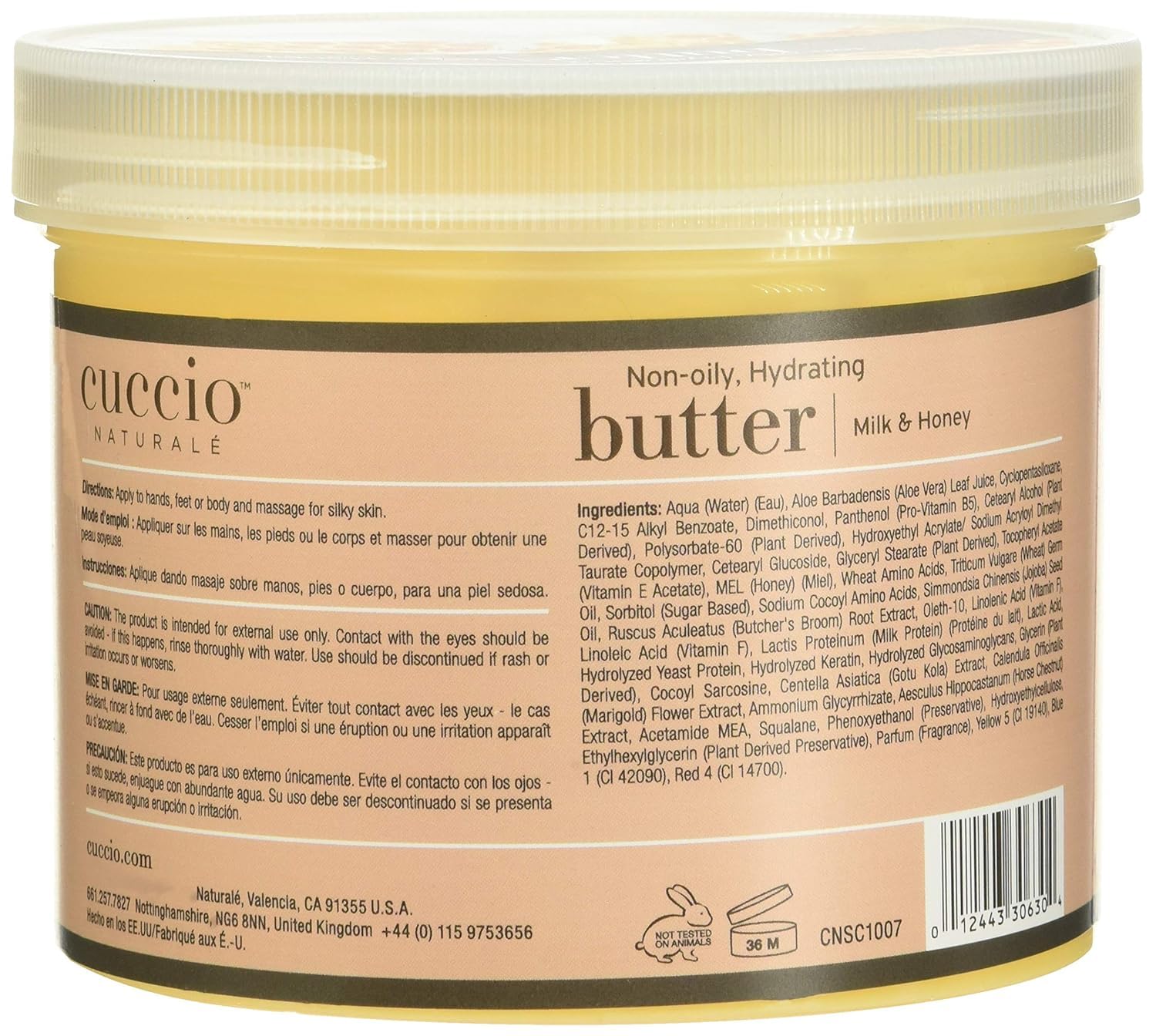 Cuccio Milk and Honey Butter Blend spa setting implies professional-grade moisturization