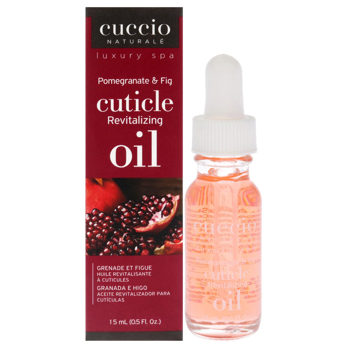 Cuccio Naturale Aceite de Cutícula Granada y Higo, botella elegante para cuidado diario.