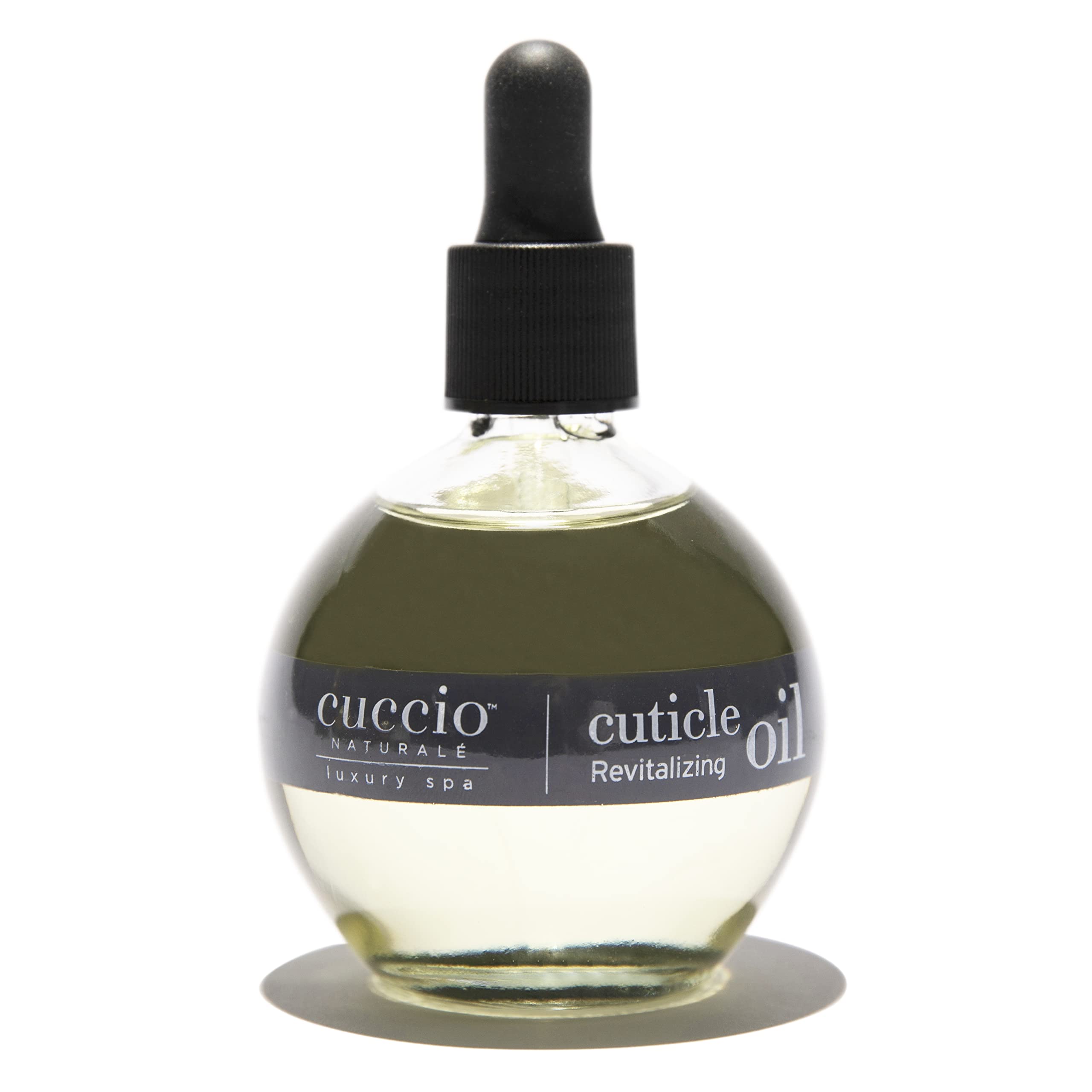 Cuccio Naturale aceite para cutículas en botella, hidrata y realza brillo natural.