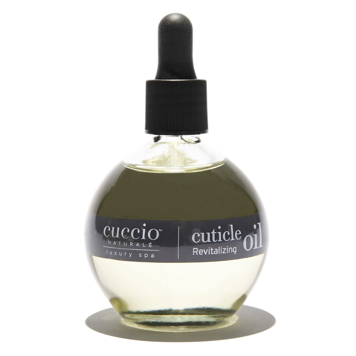 Cuccio Naturale aceite para cutículas en botella, hidrata y realza brillo natural.