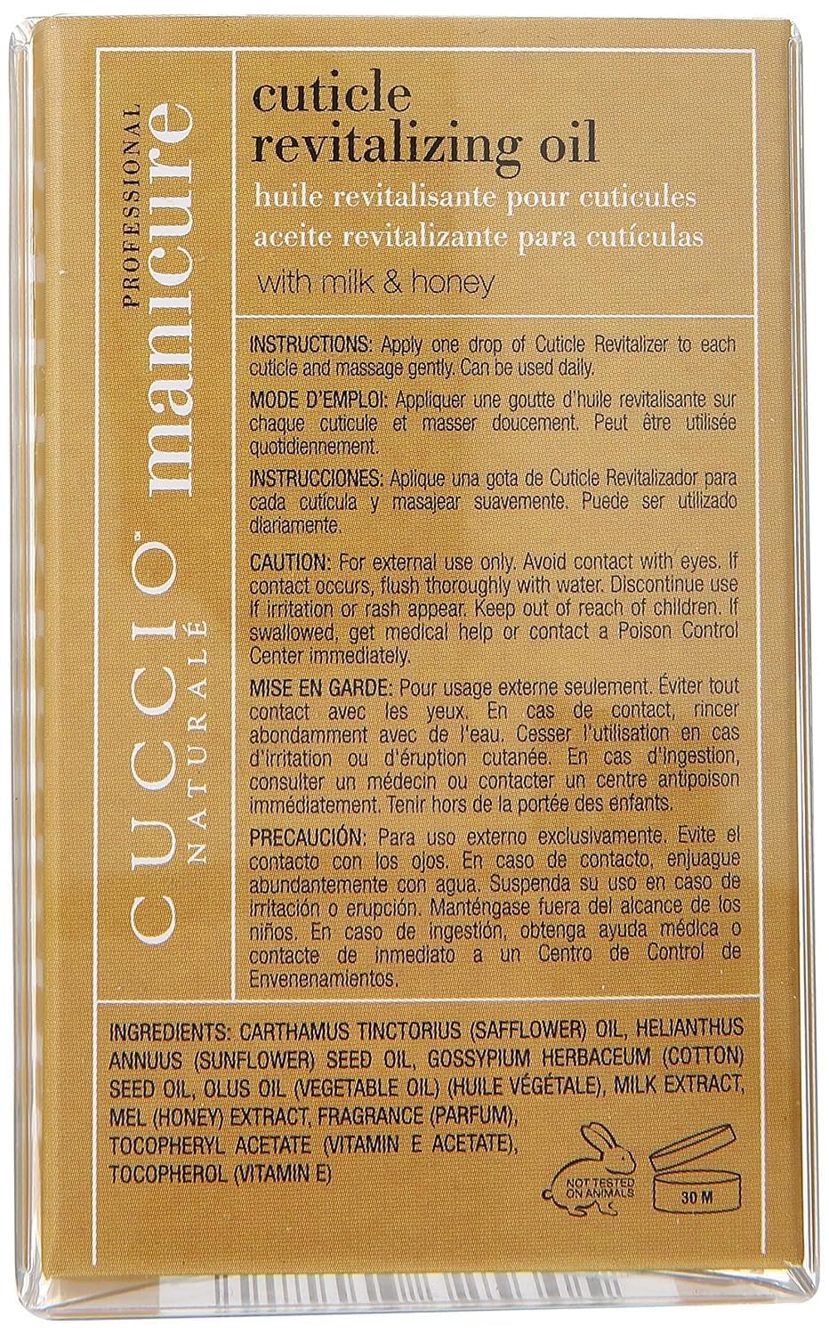 Application pump releasing a thin layer of Cuccio Naturale oil on cuticles.