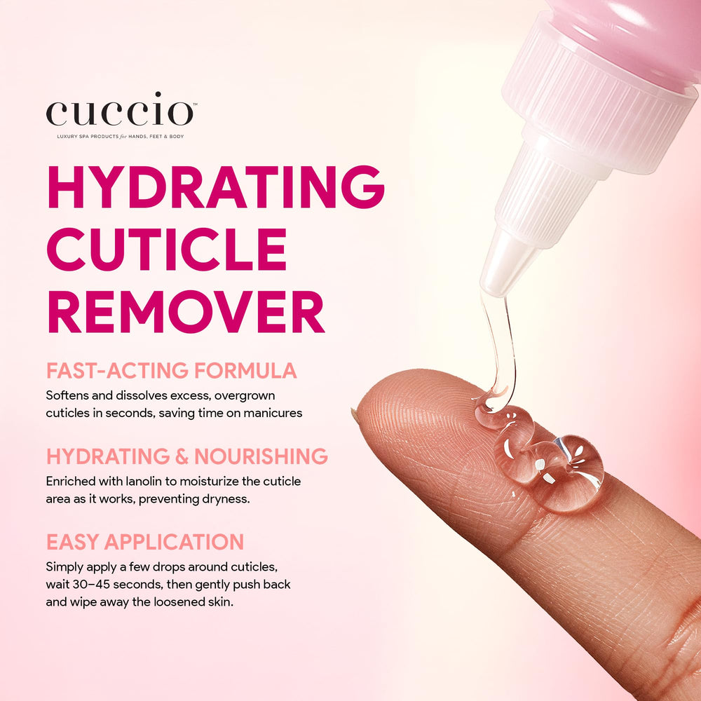 Cuccio Pro Cuticle Remover supports at-home spa-like manicure prep.