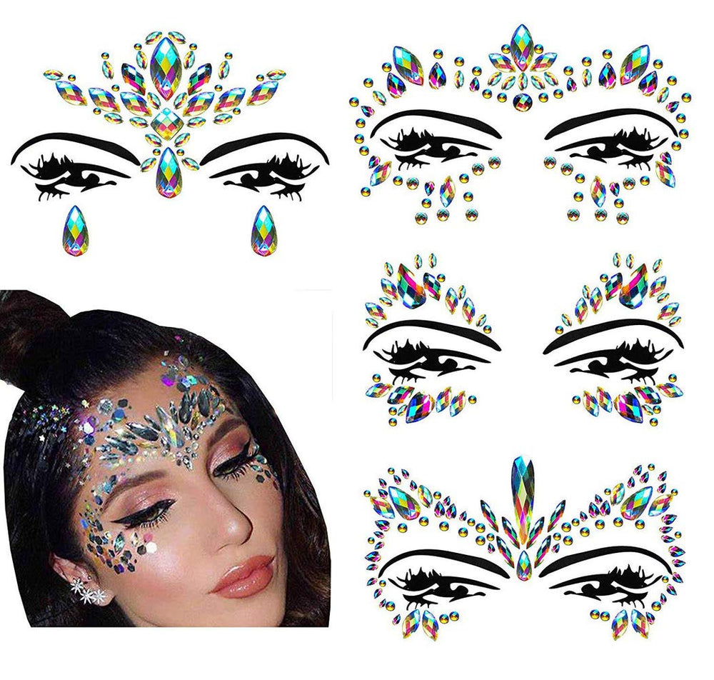 cuediy rainbow festival face jewels for bold, long-lasting sparkle